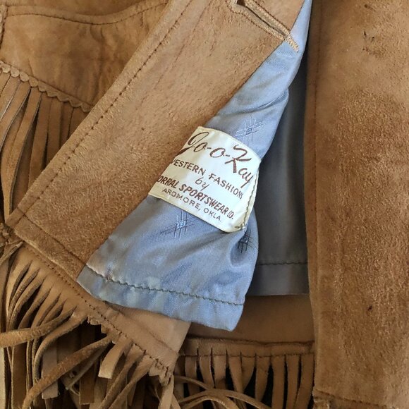 VINTAGE Jo-o-Kay BROWN SUEDE LEATHER WESTERN FRINGE JACKET Yellowstone Style - Picture 3 of 5